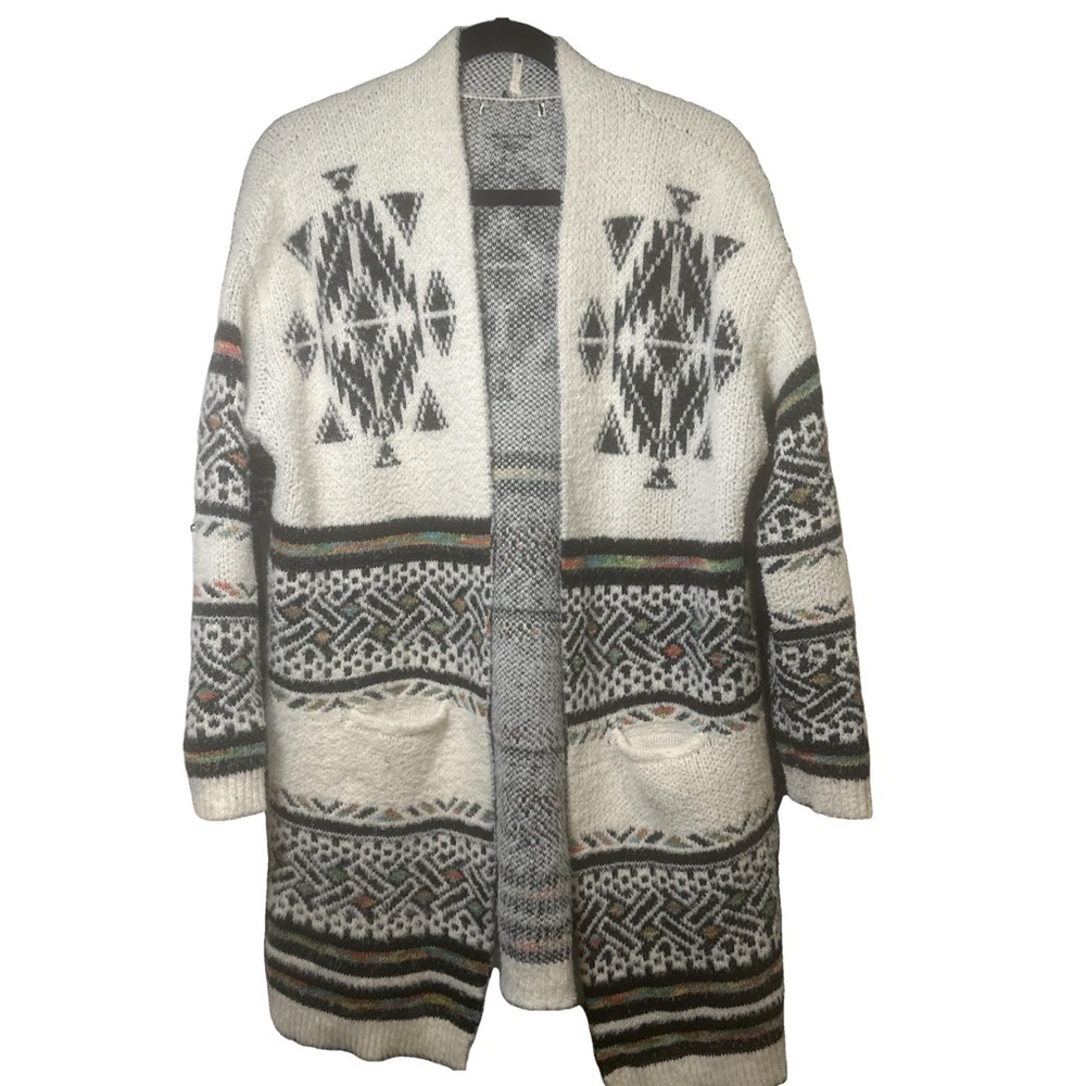 MY MICHELLE Southwestern Knit Fuzzy Cardigan Women's Large Nylon Acrylic Blend